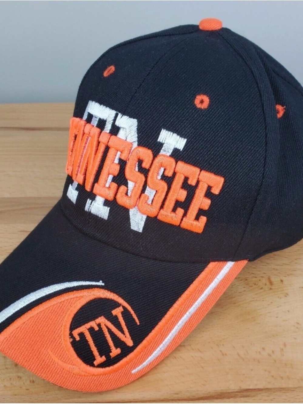 Tennessee Embroidered Snap-Back Adjustable Orange And Black Cap Hat